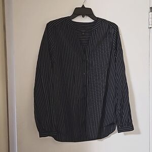 Ann Taylor Factory Black and White Striped Blouse